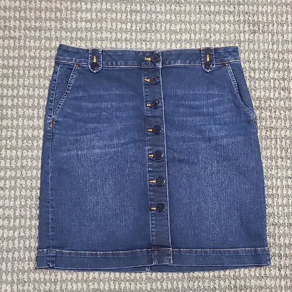 Talbots Dark Blue Button-Front‎ Pencil Skirt - Picture 11 of 12